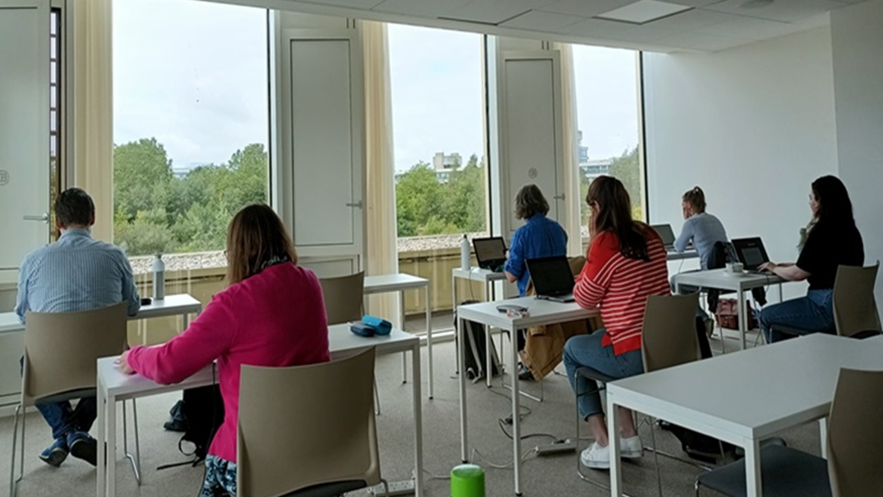 People studying at desks